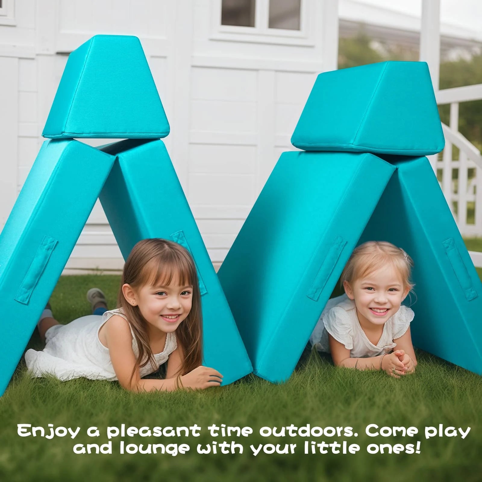 Blue Kids Play Couch-Outdoor Sofas on Outdoor Lawn