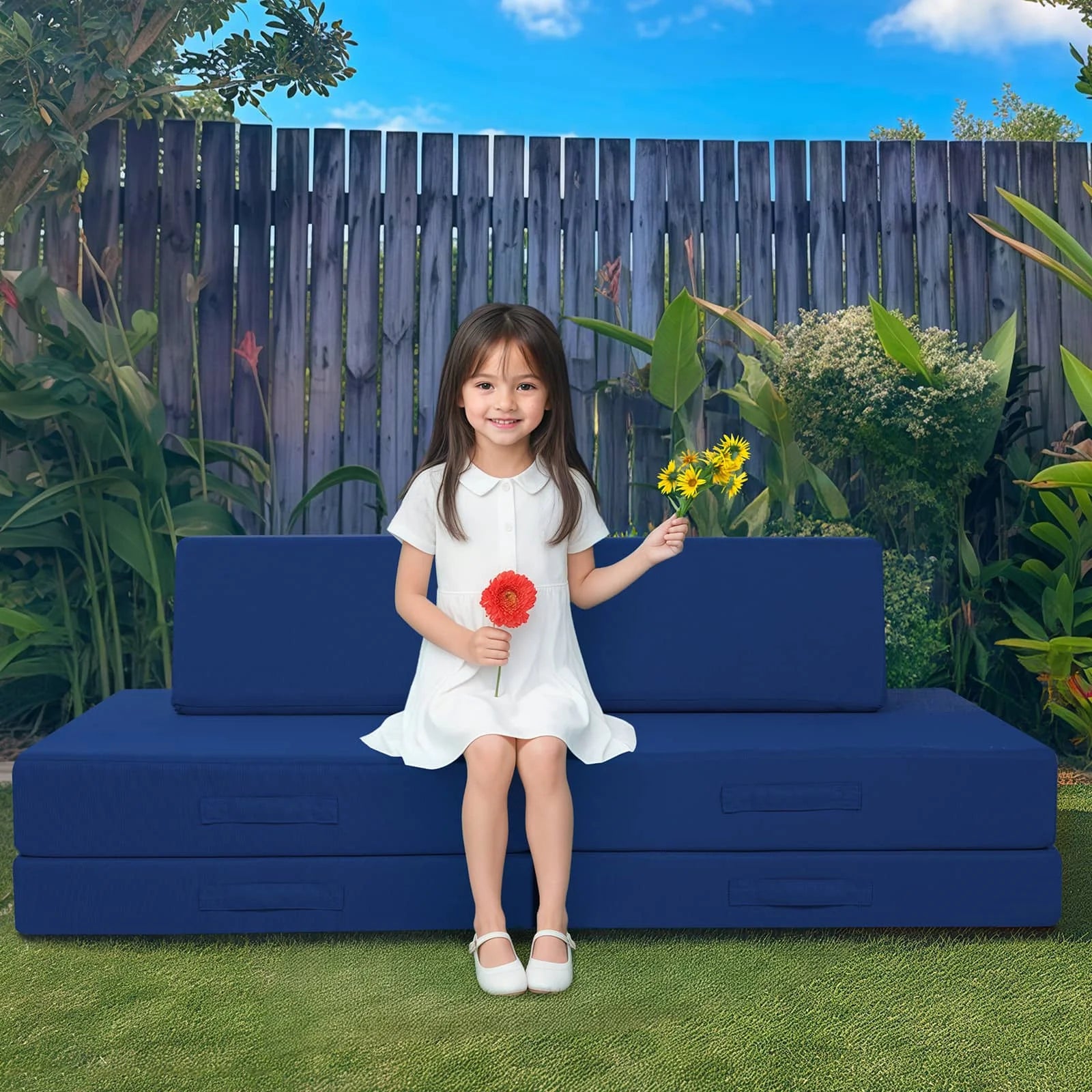 Navy Kids Play Couch-Outdoor Sofas in the Patio