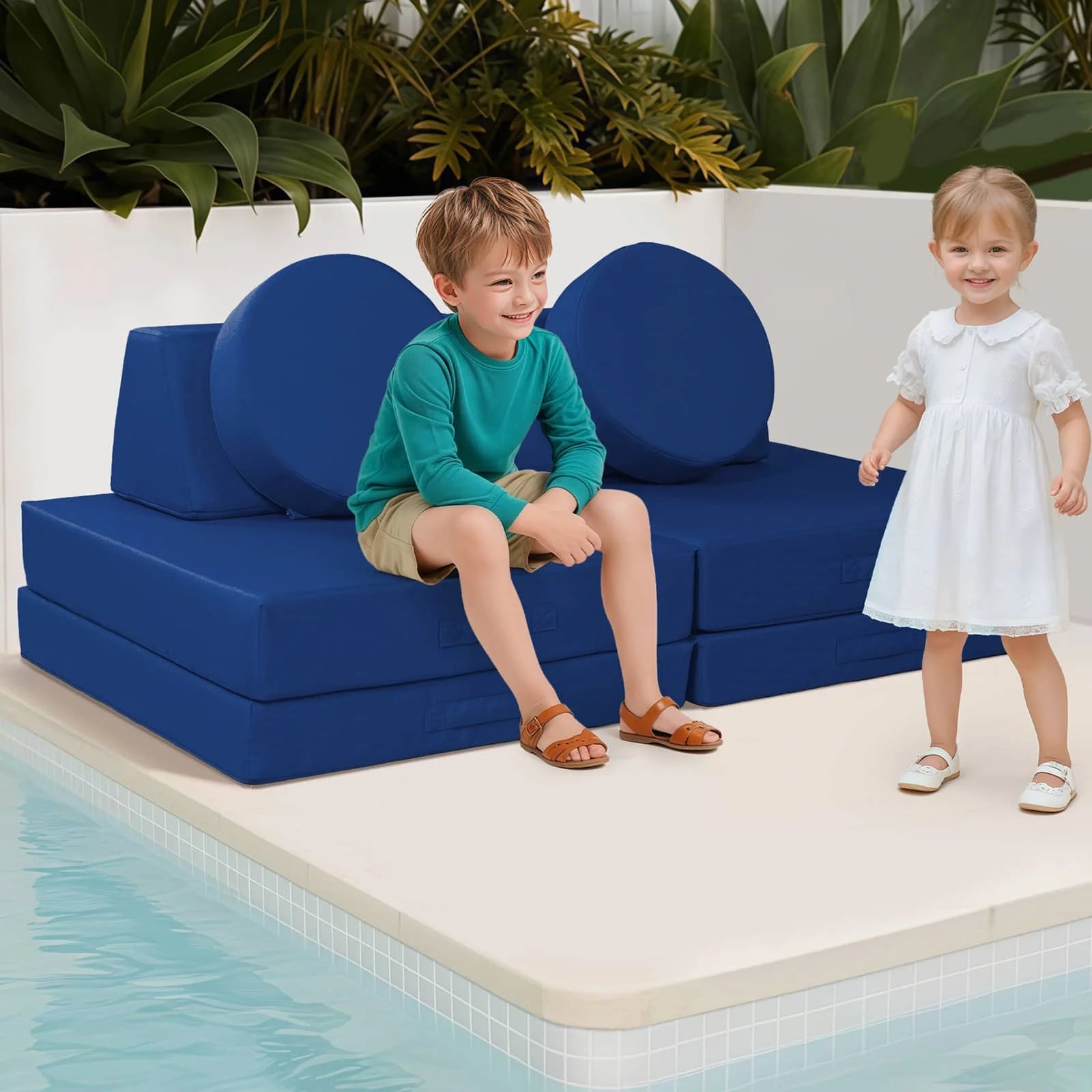 Navy Kids Play Couch-Outdoor Sofas by the pool!