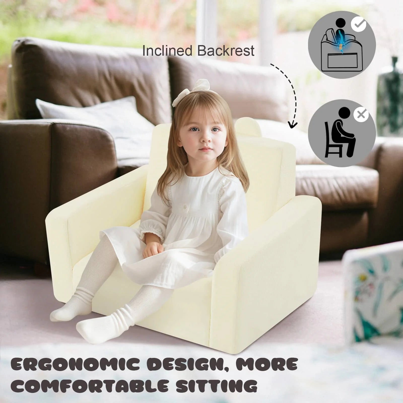 Children's fold out sofa-Beige for a more comfortable experience
