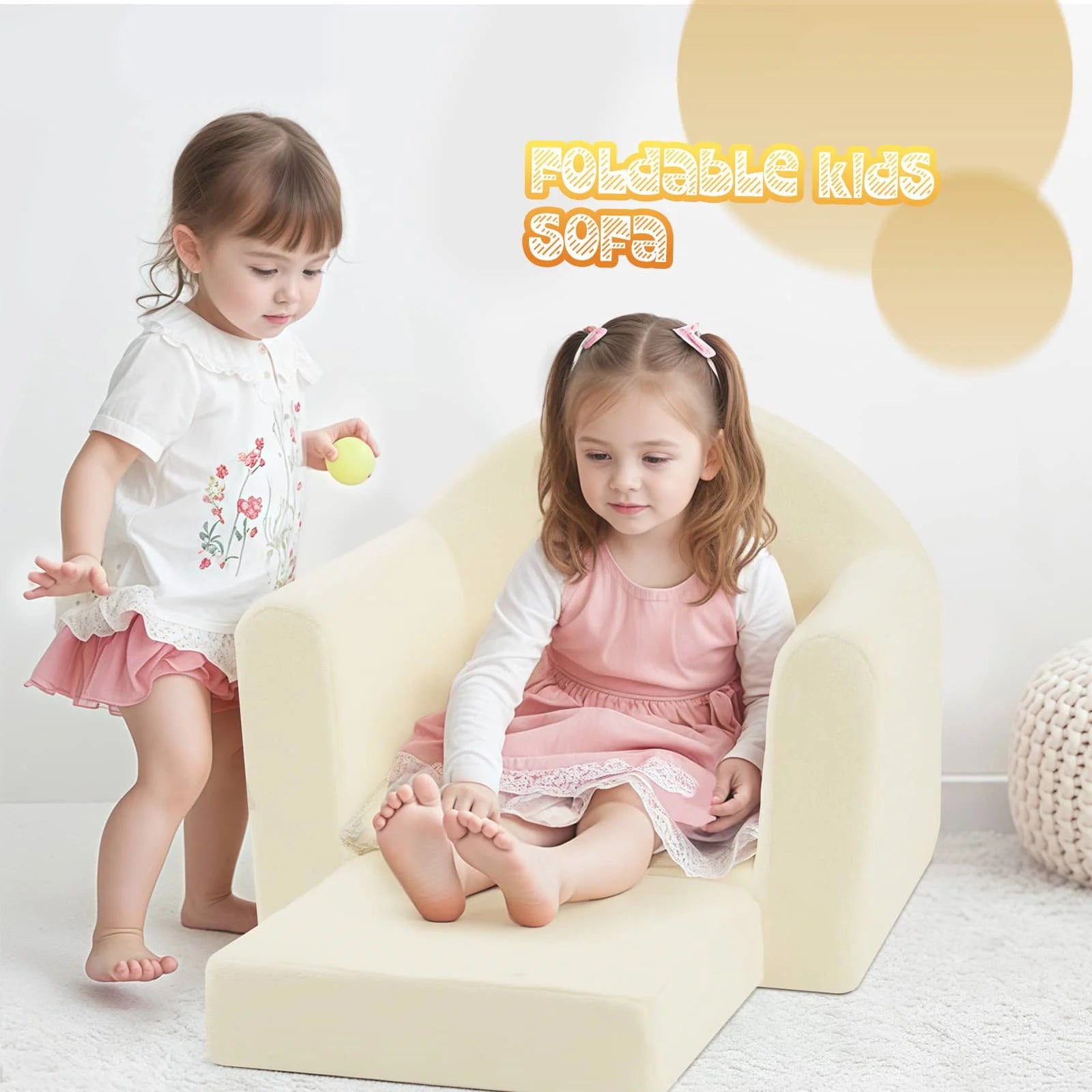 The Glowsofa Kids Fold Out Couch-Beige converts to a kids sofa bed!