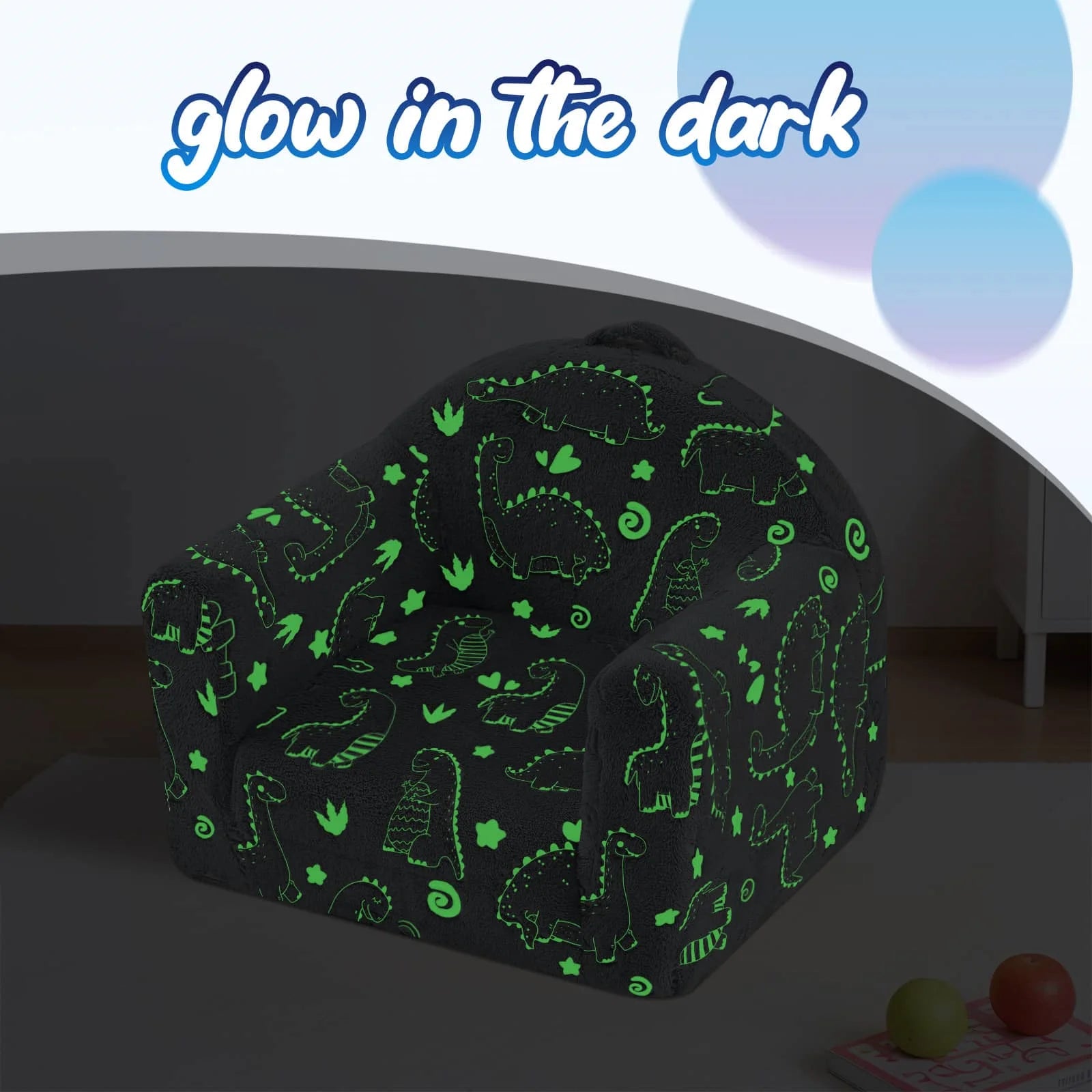 Glowsofa Kids Fold Out Couch-dino Glow Effect