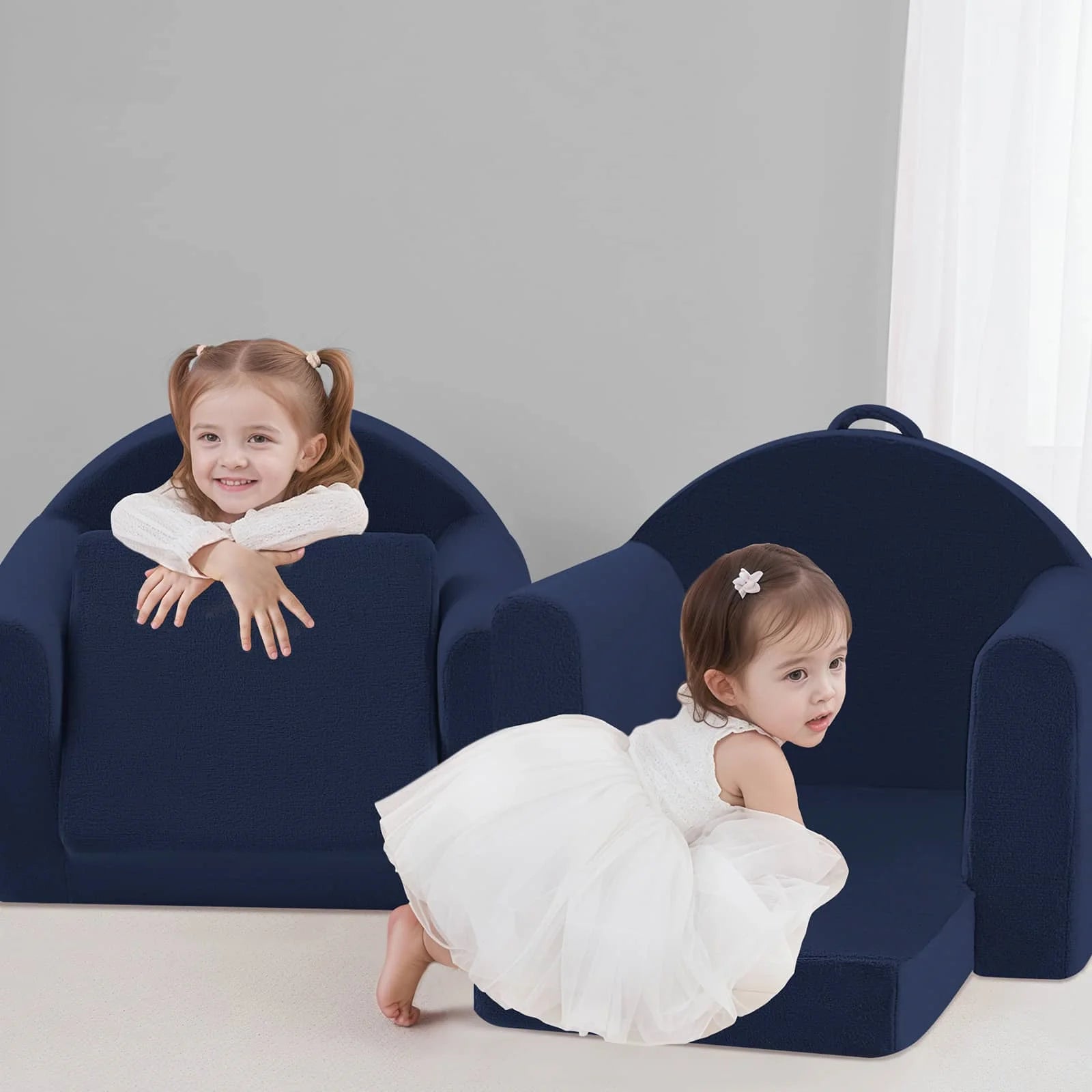 Glowsofa Kids Fold Out Couch-Navy Blue Suitable for children's play