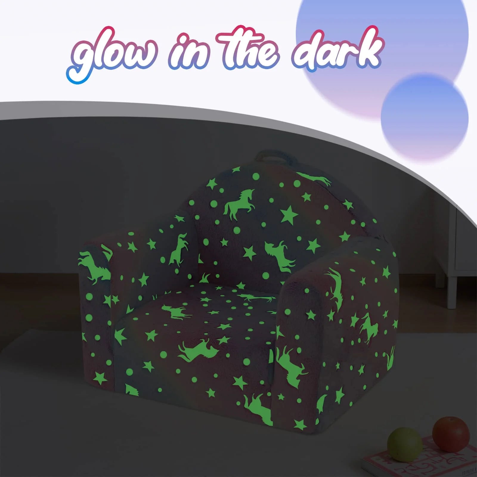 Glowsofa Kids Fold Out Couch-Rainbow Glow Effect