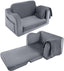 Glowsofa's Grey Children's Fold Out Sofa with Blanket Folded and Unfolded Status