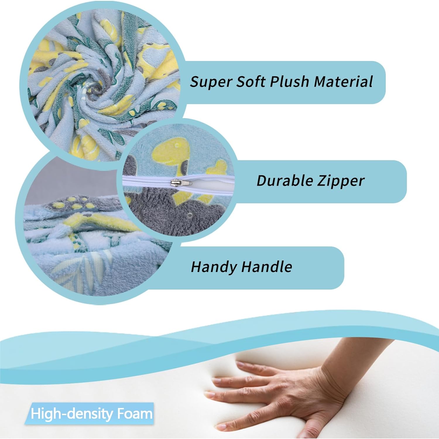 Glowsofa's 8 pieces kids play couch has Super Soft Plush Material Durable Zipper Handy Handle High-density foam