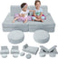 Two girls sitting on MeMoreCool Rocket 8 pieces kids play couch set