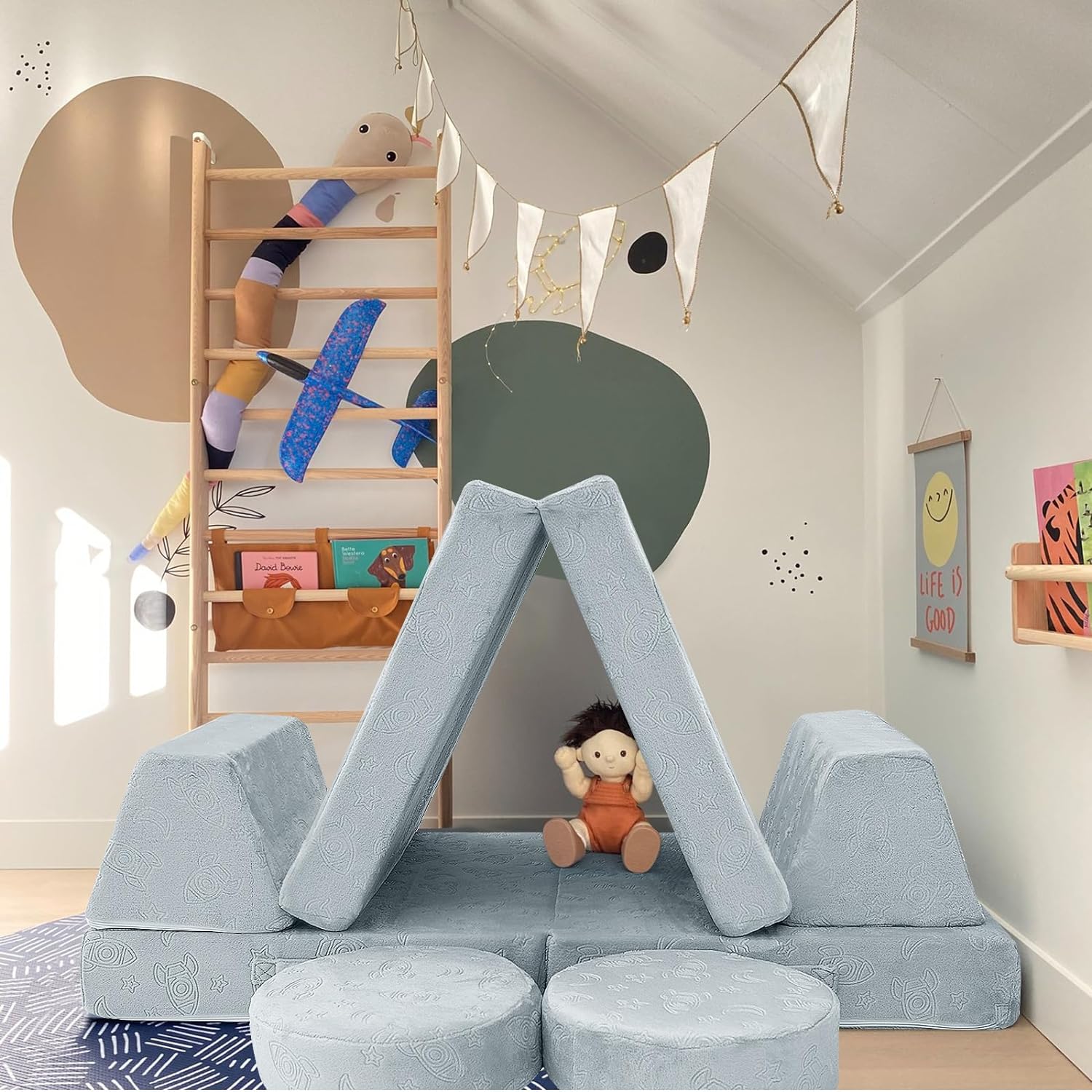 Glowofa's Rocket 8 pieces kids play couch buildable mini tents